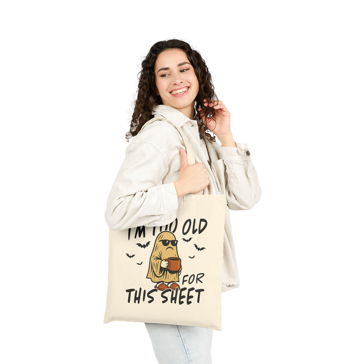 Funny Halloween Tote Bag, Funny Shopper Bag, Eco-Friendly Gift, Trick or Treat Bag, Seasonal Shopping Bag, Fall Decor 15x16"