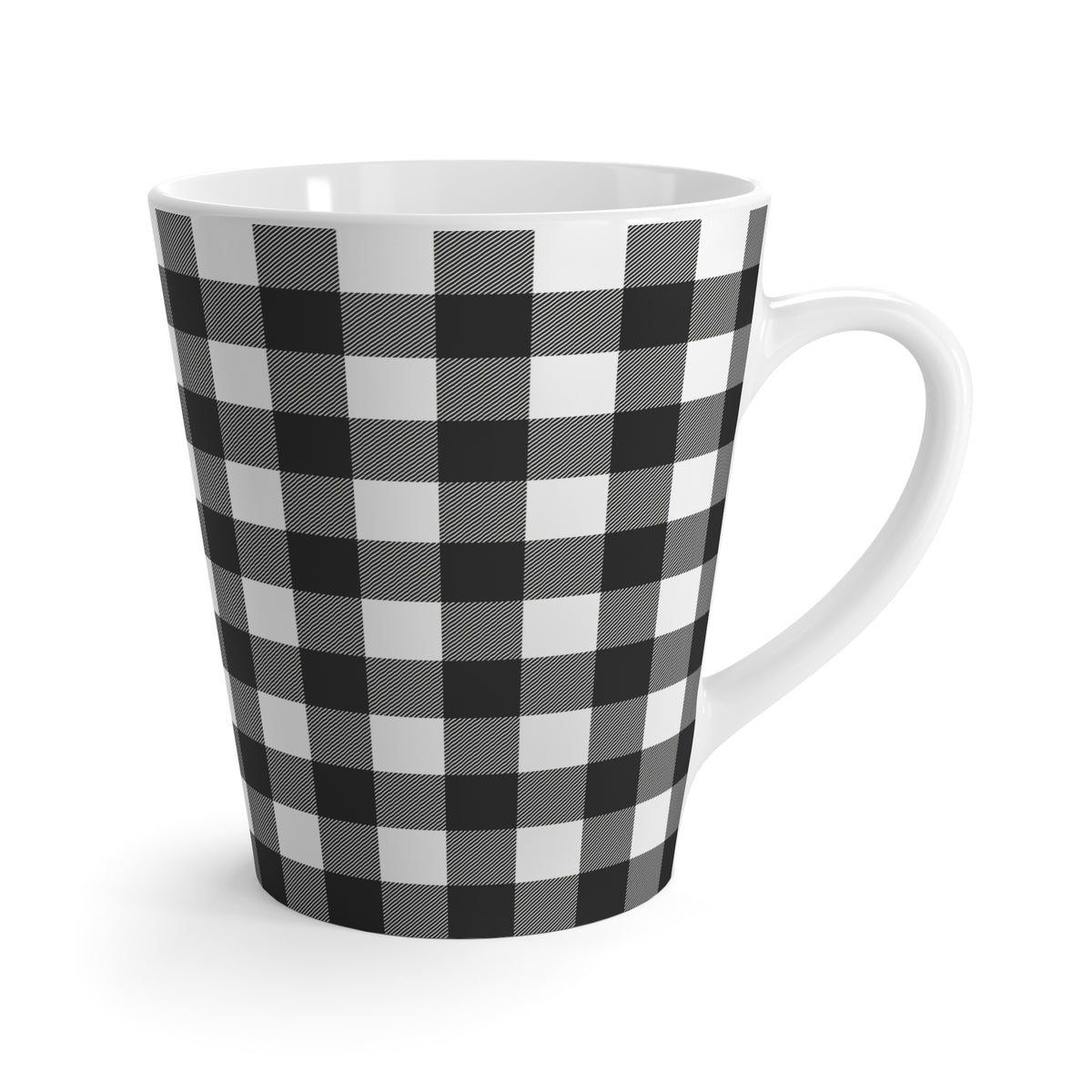 Charming School Ghost Latte Mug - Perfect for Fall, Halloween Decor, Gift for Coffee Lovers, Floral Spirit Design, Black and White Check