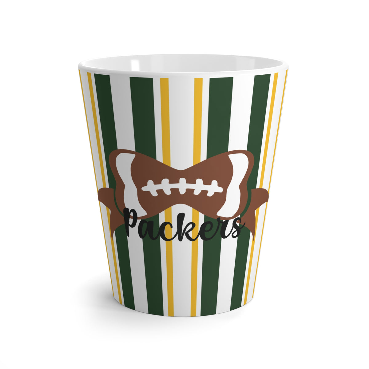 Green Bay Packers Fan Stripe Latte Mug - Football Fan Gift, Coffee Lover's Cup, Game Day Drinkware, Unique Gift Idea