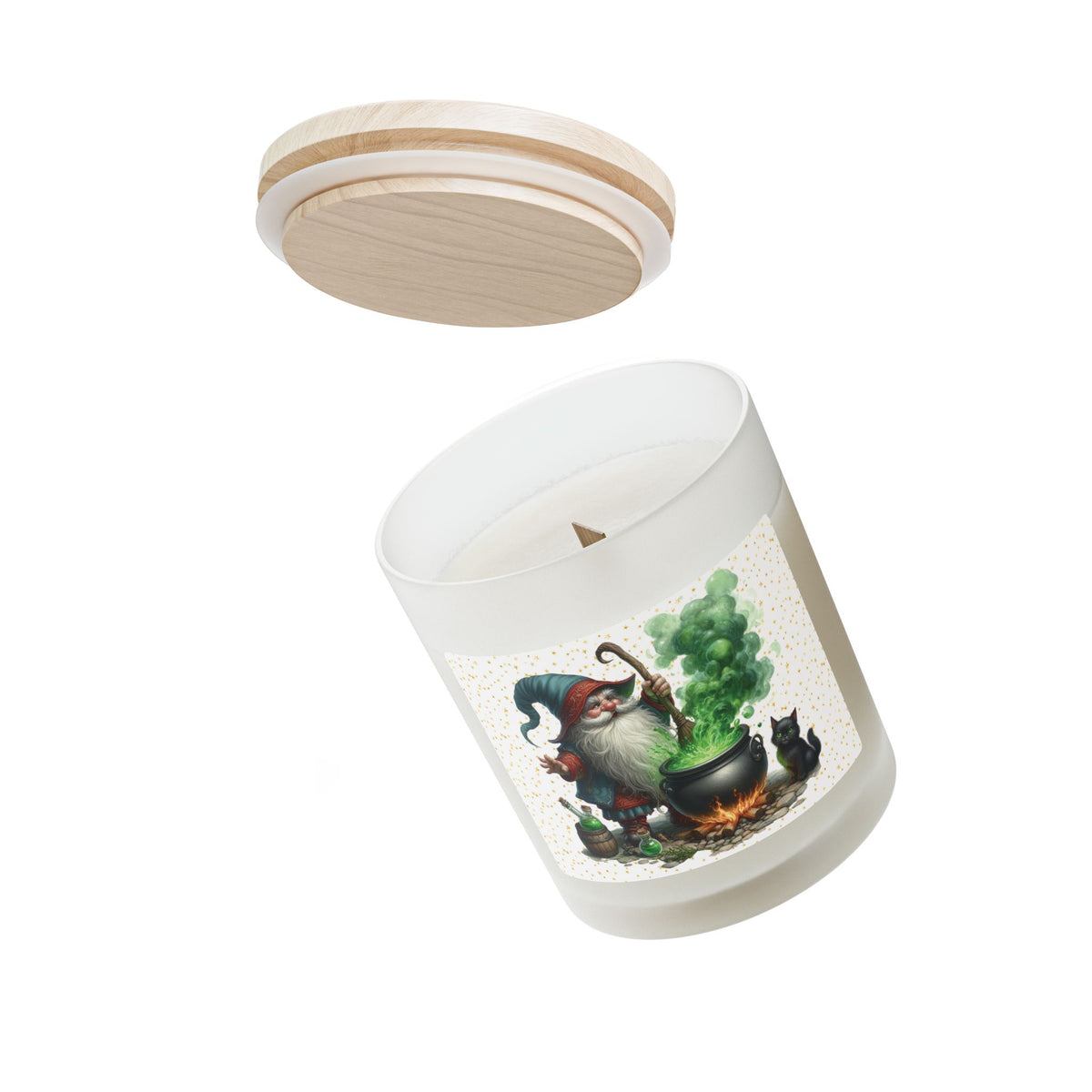 Halloween Green Gnome & Cauldron 11 oz Candle, Cozy Home Decor, Perfect for Fall, Halloween, Unique Gift, Aromatherapy