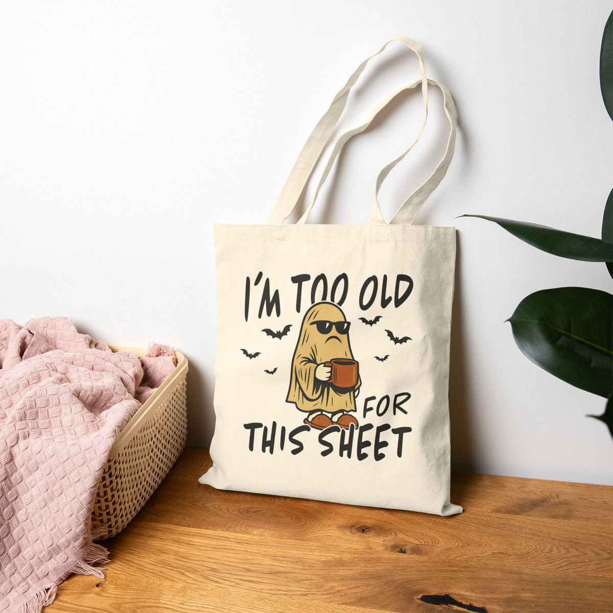 Funny Halloween Tote Bag, Funny Shopper Bag, Eco-Friendly Gift, Trick or Treat Bag, Seasonal Shopping Bag, Fall Decor 15x16"