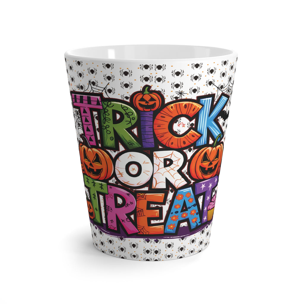 Halloween Trick or Treat Latte Mug | Spooky Fall Coffee Cup, Halloween Party Gift
