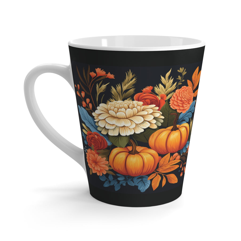 Autumn Floral Pumpkin Latte Mug | Fall Coffee Cup, Autumn Decor, Personalized Gift, Thanksgiving Mug, Home & Kitchen