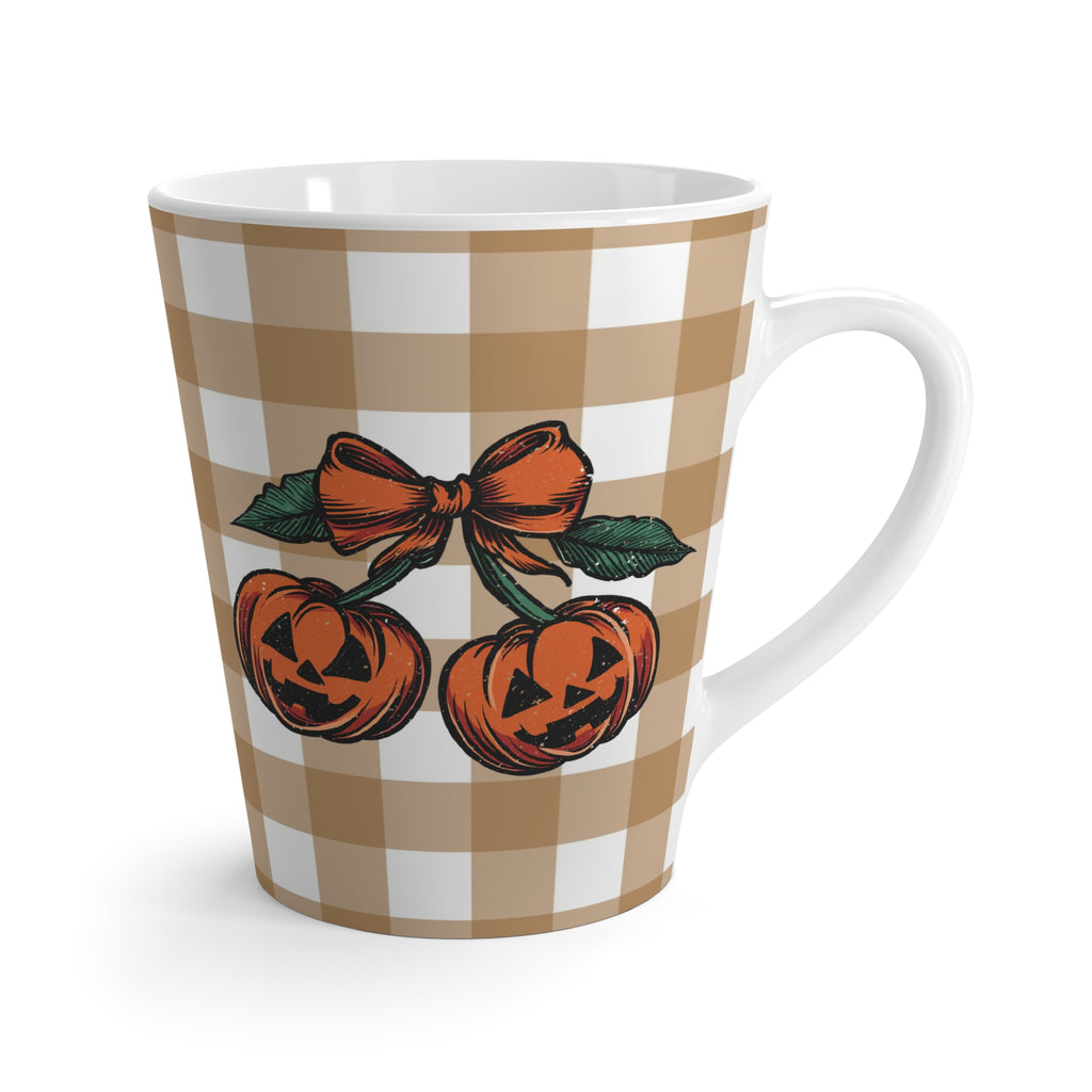 Fall Pumpkin "Cherry" Latte Mug, Halloween Coffee Cup, Autumn Decor, Cute Mug for Cherry Lovers, Seasonal Gift Idea