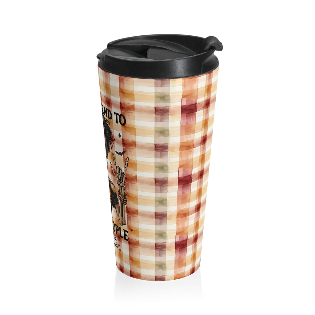 Funny Spooky Coffee Travel Mug, "I fully Intend to Haunt People When I die" Halloween Mug, Funny Stainless Steel Cup, Unique Barista Mug