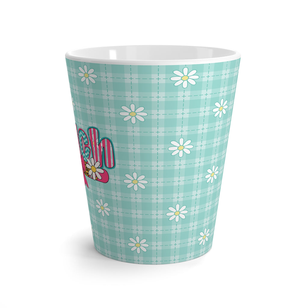 Flower Power Teacher Latte Mug - Cute Gift for Educators, Spring Decor, Coffee Lover, Daisy Floral Cyan Mug, Classroom Essentials
