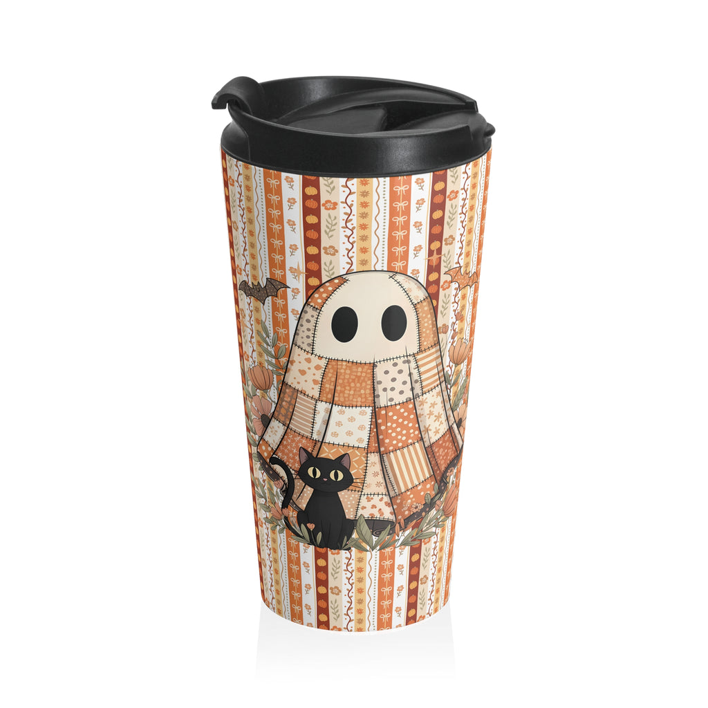 Halloween Ghost - Autumn Stainless Steel Travel Mug, Perfect for Fall, Pumpkin Spice, Quilt Lovers