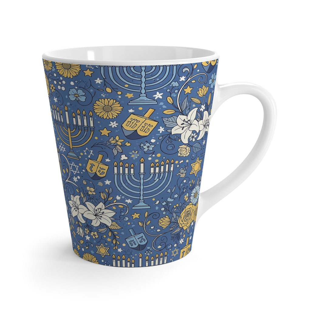 Hanukkah Latte Mug, Jewish Festival Coffee Cup, Chanukah Tea Mug, Jewish Holiday Gift, Festival of Lights