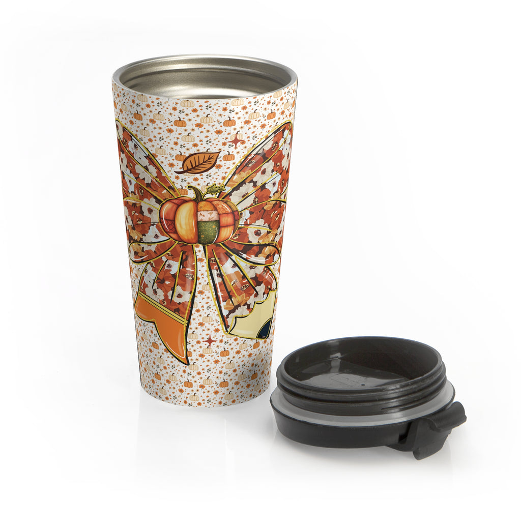 Autumn Floral School Teacher Travel Mug, Fall Coffee Tumbler, Pumpkin Spice Travel Cup, Teacher Gift