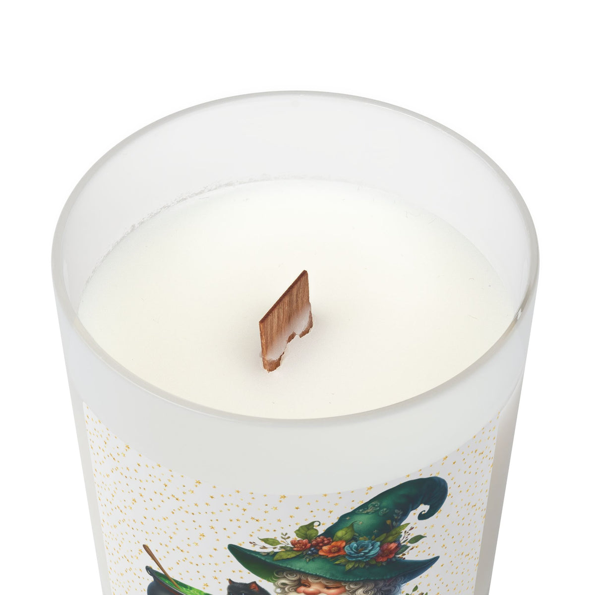 Autumn Gnome Black Cat Cauldron Candle, 11oz Frosted Glass for Cozy Vibes, Perfect for Home Decor, Gifts, Halloween