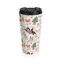 Christmas Cats Pajama Party Travel Mug | Winter Holiday Trees, Ornaments, Candy Cane