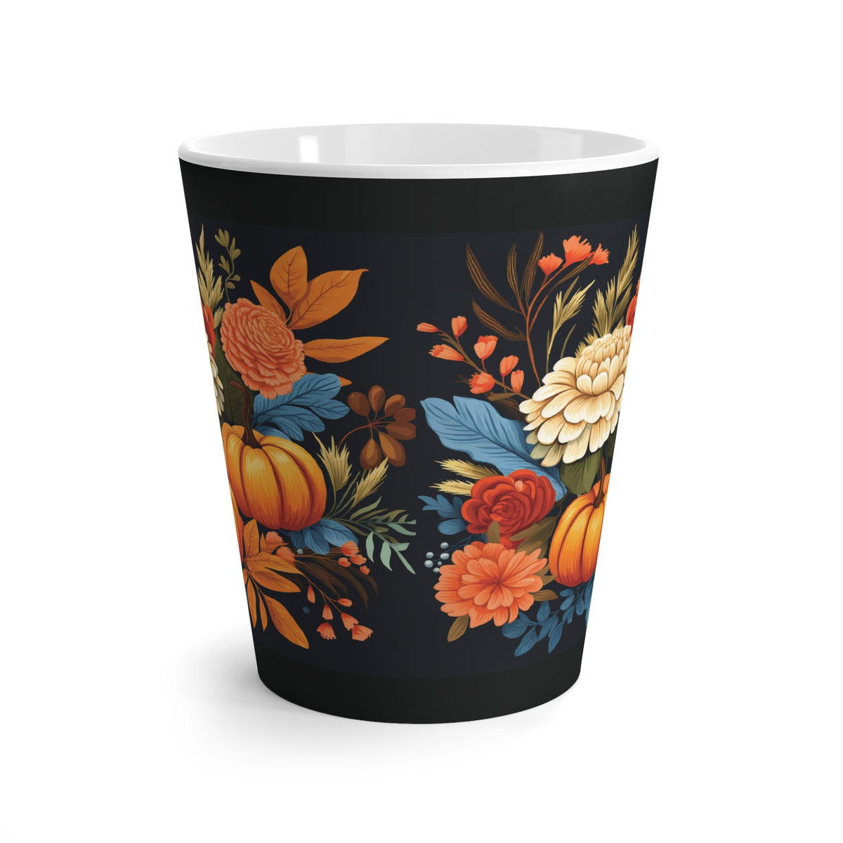 Autumn Floral Pumpkin Latte Mug | Fall Coffee Cup, Autumn Decor, Personalized Gift, Thanksgiving Mug, Home & Kitchen