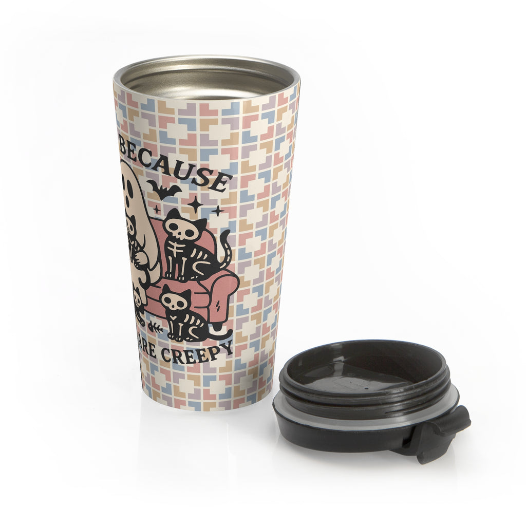 Funny Halloween  Cat Lovers Travel Mug, Stainless Steel Travel Coffee Cup, Gifts for Cat Owners, Halloween Mug, Pet Lover Drinkware