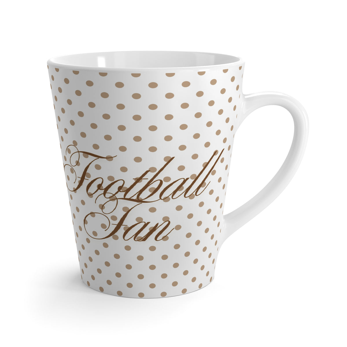 Polka Dot Latte Mug, Football Fan Coquette Bow Neutral Tones, Coffee Cup, Tea Cup, Sports Fan Mug, Football Theme Mug