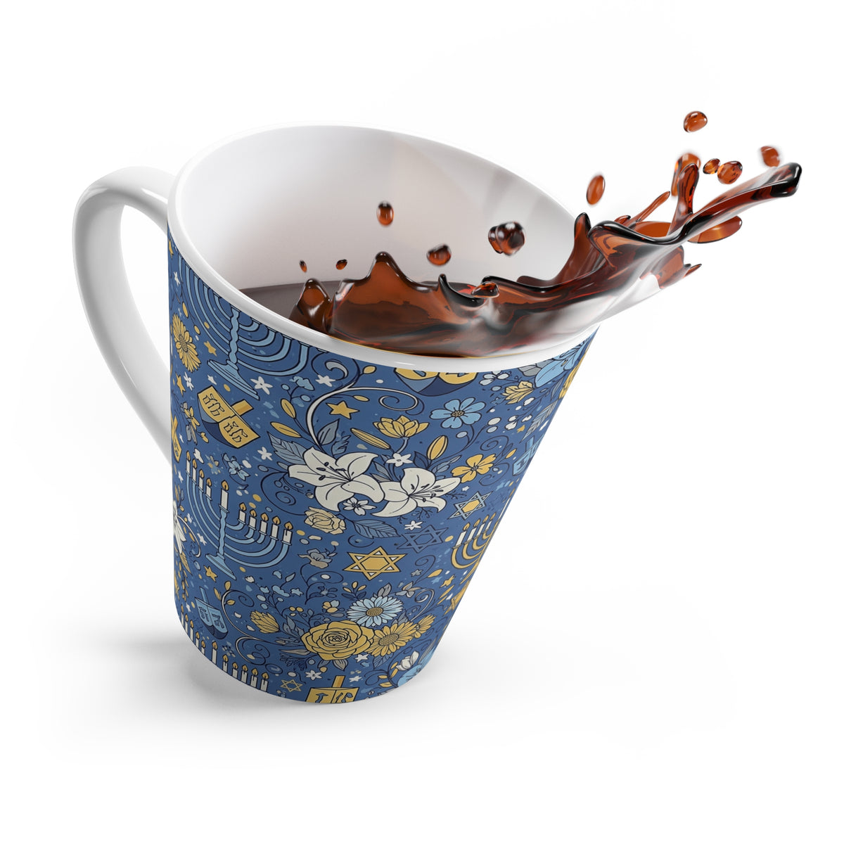 Hanukkah Latte Mug, Jewish Festival Coffee Cup, Chanukah Tea Mug, Jewish Holiday Gift, Festival of Lights