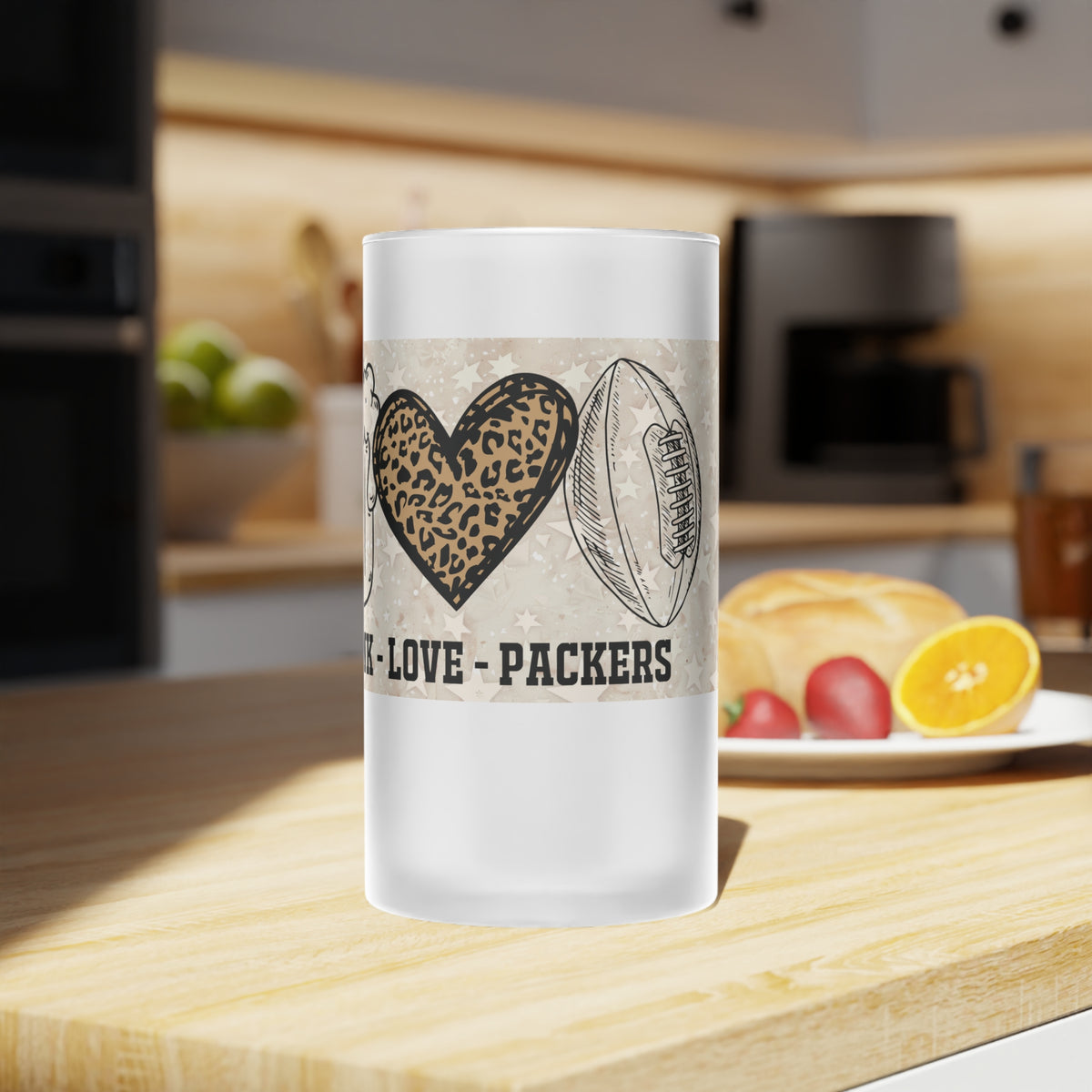 Beer Mug, Green Bay Packers Fan Gift, Retro Stars, Drink Lover, Glass Stein, Gift for Her