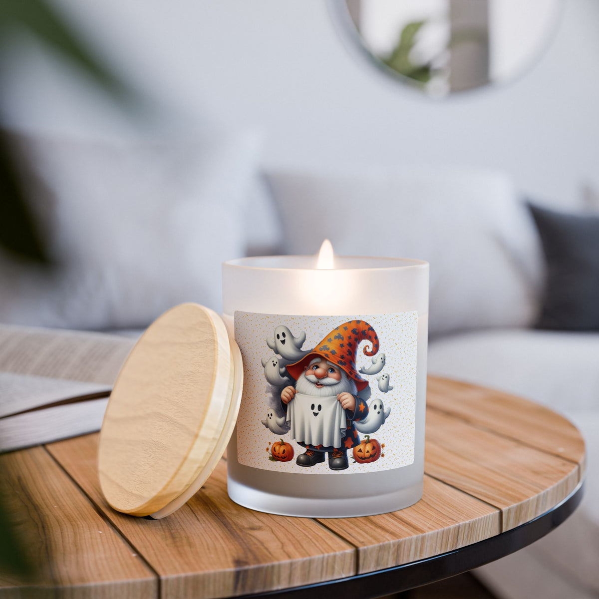 Halloween Ghost Gnome 11 oz Candle, Festive Candle for Fall Decor, Spooky Home Fragrance, Halloween Gifts, Autumn Candle.