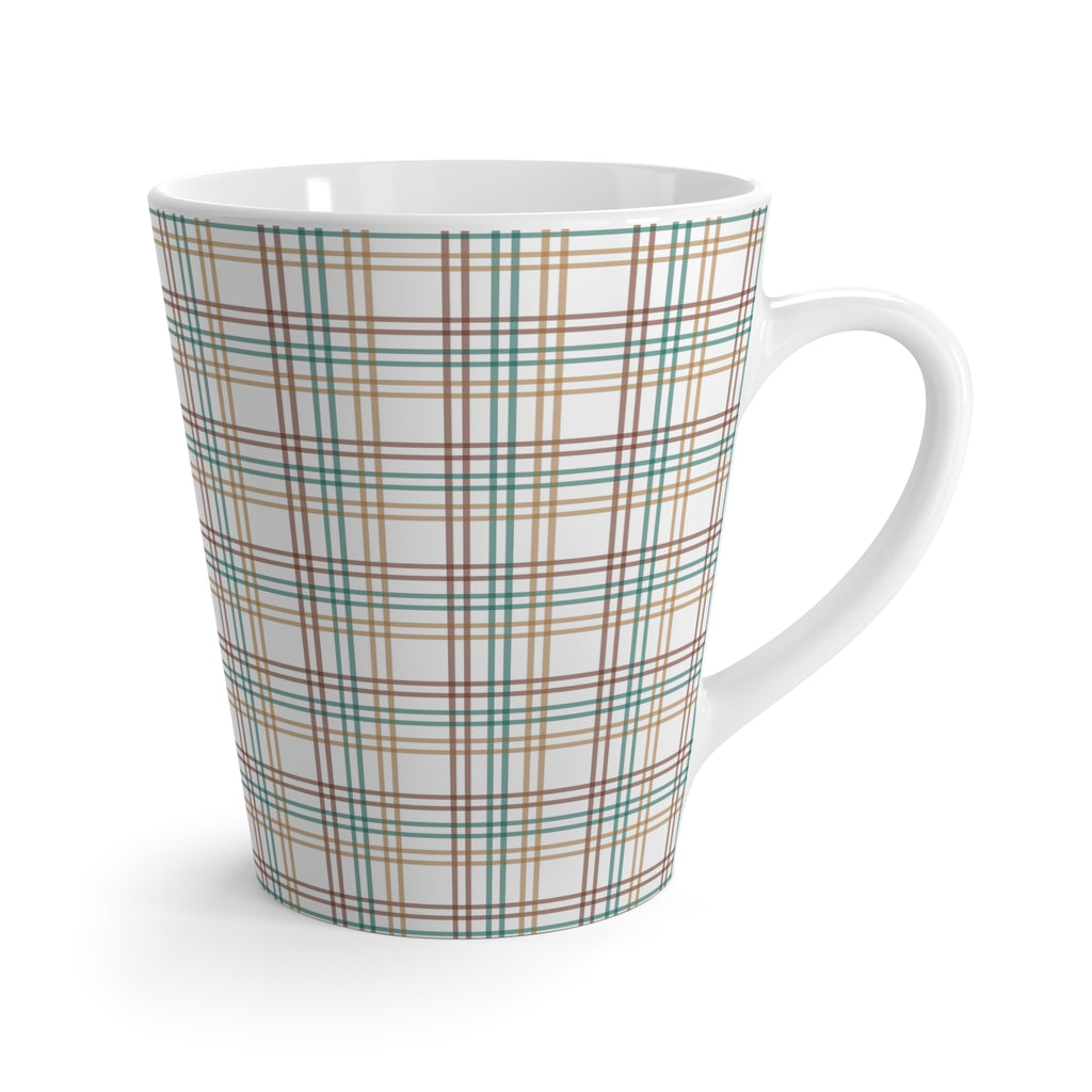 Cozy Funny Ghost Latte Mug - Perfect for Coffee Lovers, Cute Halloween, Dead Tired But Caffeinated, Autumn Nights, Plaid Design