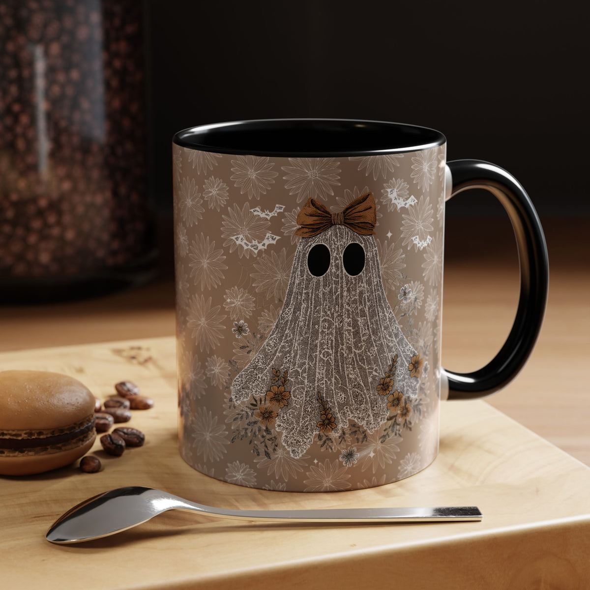 Cute Funny Ghost Accent Coffee Mug | Fall Decor, Unique Gift, Halloween Mug, Spooky Season Drinkware, Ghost Mug