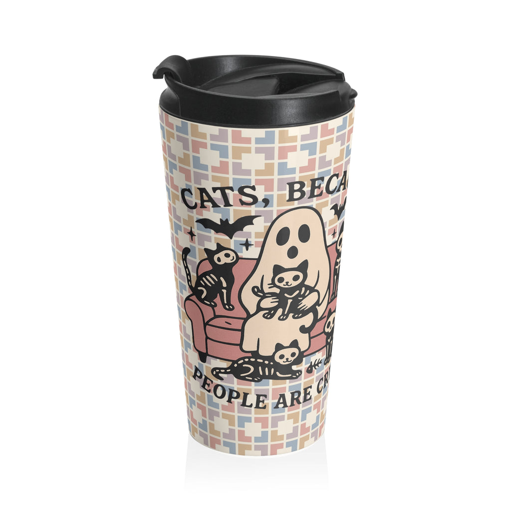 Funny Halloween  Cat Lovers Travel Mug, Stainless Steel Travel Coffee Cup, Gifts for Cat Owners, Halloween Mug, Pet Lover Drinkware