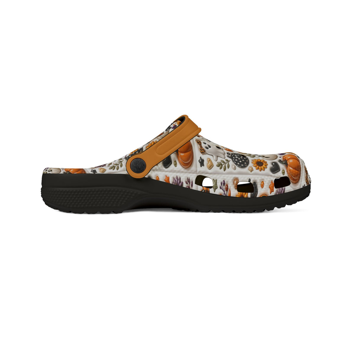 Autumn Pumpkin Pattern Clogs shoes | EVA foam slip-on clog with orange strap