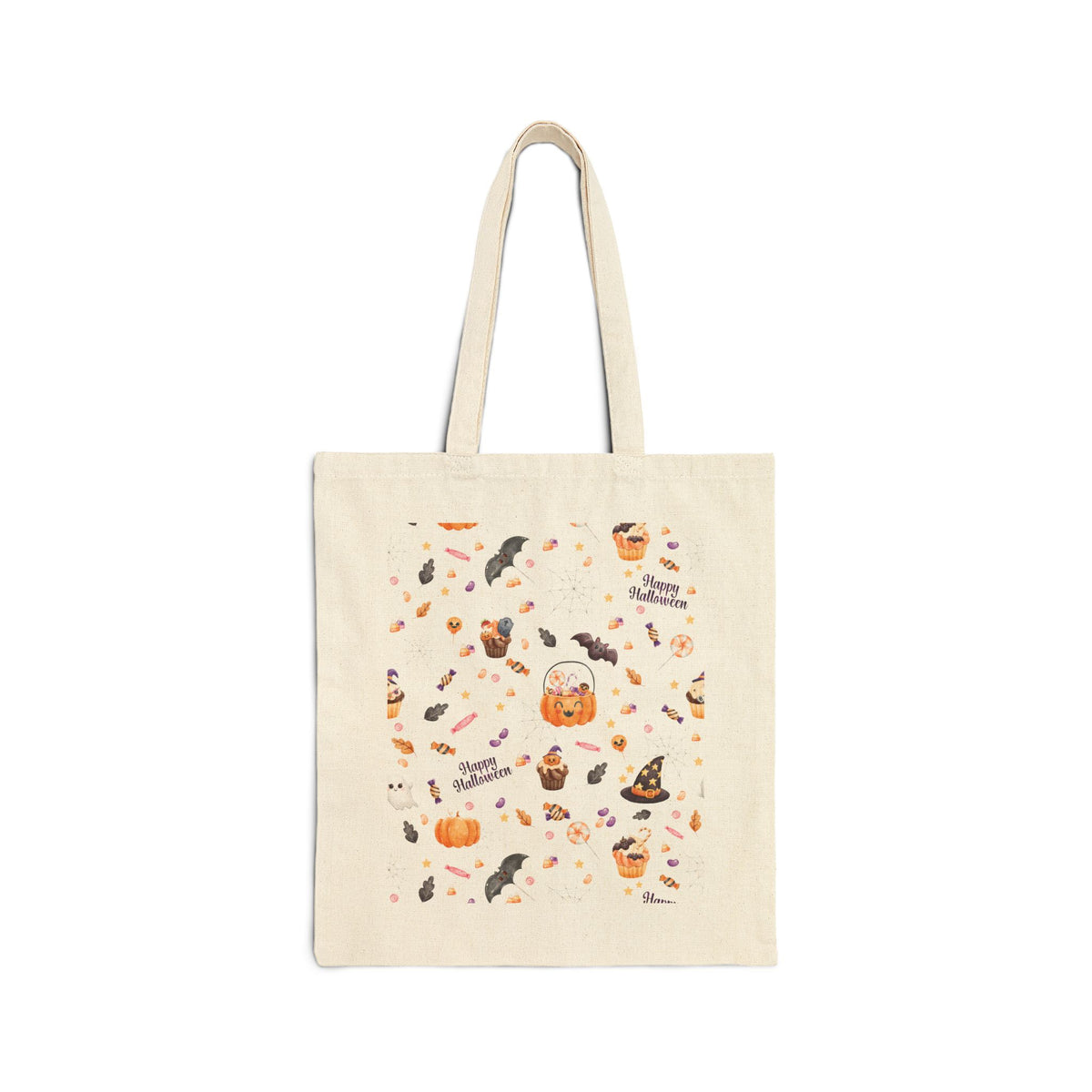Cute Halloween 15x16" Trick or treat Tote Bag, Two-Side Cotton Canvas Trick or Treat Bag, Eco-Friendly Shopping Tote, Spooky Season Gift