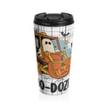 Halloween Ghosts "Boo Dozer" Stainless Steel Travel Mug, Cute Bull Dozer Travel Cup, Spooky Travel Mug, Gift for Halloween Lovers