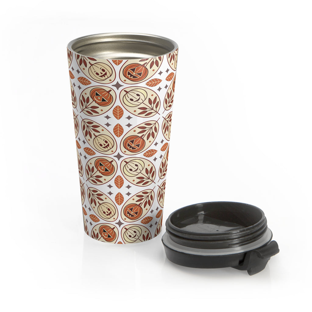 Cozy Hygge Halloween Pumpkin Travel Mug, Fall Coffee Cup, Perfect Gift for Pumpkin Spice Lovers