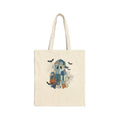Spooky Cute Patchwork Ghost, Happy Halloween Bruh Tote Bag - Trick or Treat Bag, Eco-Friendly Cotton, Reusable Bag 15x16"