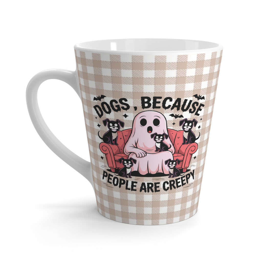 Ghost & Dogs Latte Mug - Funny Dog Lover Cup, Cute Animal Gift, Coffee Mug for Pet Owners, Halloween, Gift for Friends