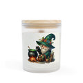 Autumn Gnome Black Cat Cauldron Candle, 11oz Frosted Glass for Cozy Vibes, Perfect for Home Decor, Gifts, Halloween