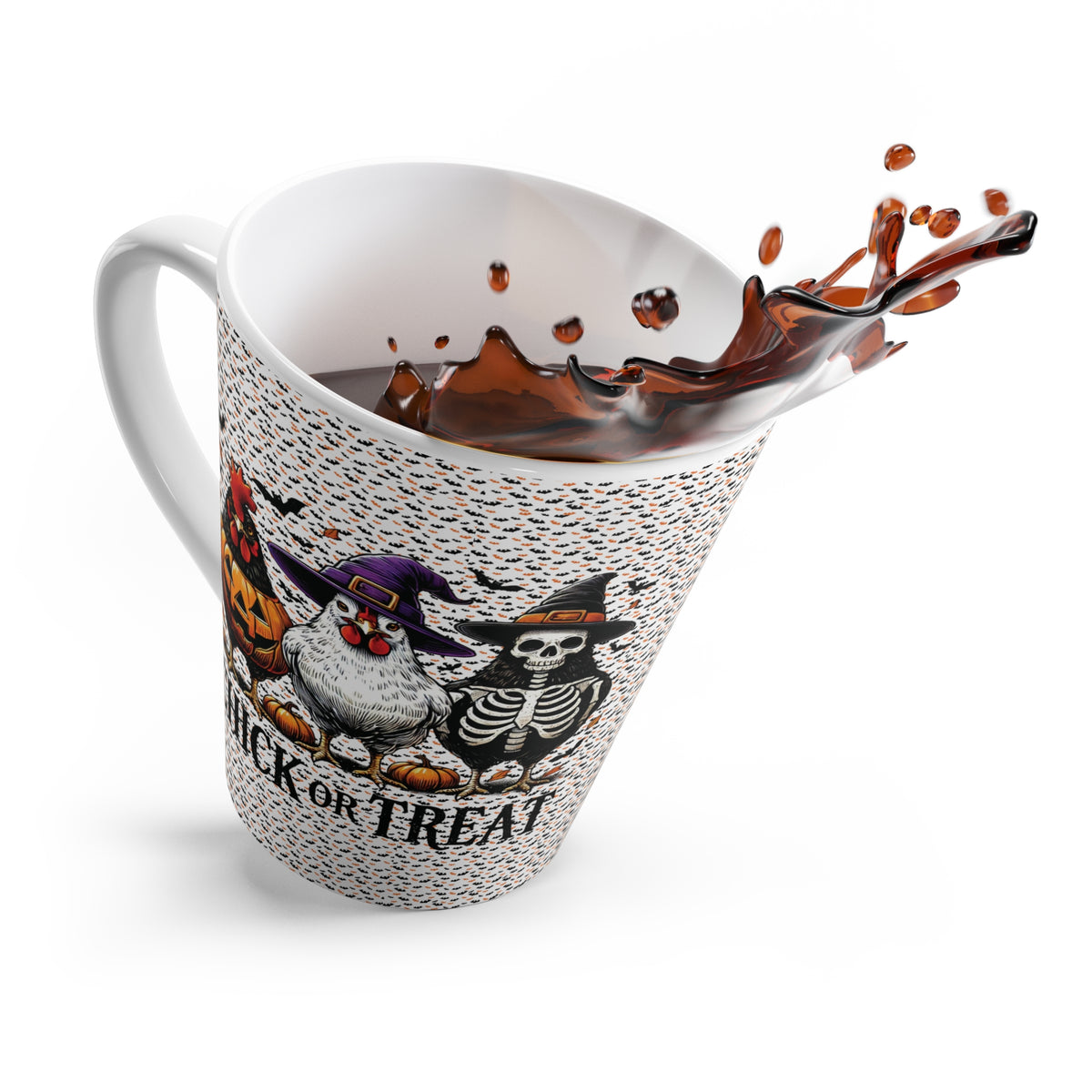 Funny Chicken Halloween Latte Mug - Chick or Treat, Spooky Coffee Cup, Fall Decor, Unique Gift, Halloween Party,  Funny Witch Wizard Theme
