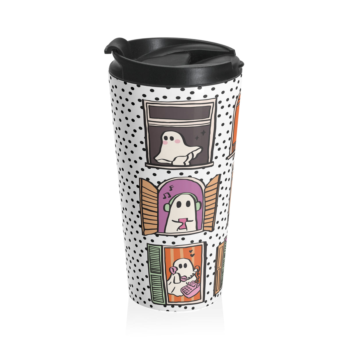Whimsical Funny Ghost Travel Mug for Halloween Lovers, Too Cozy to Haunt, Stainless Steel Travel Mug for Gifting, Perfect for Holidays