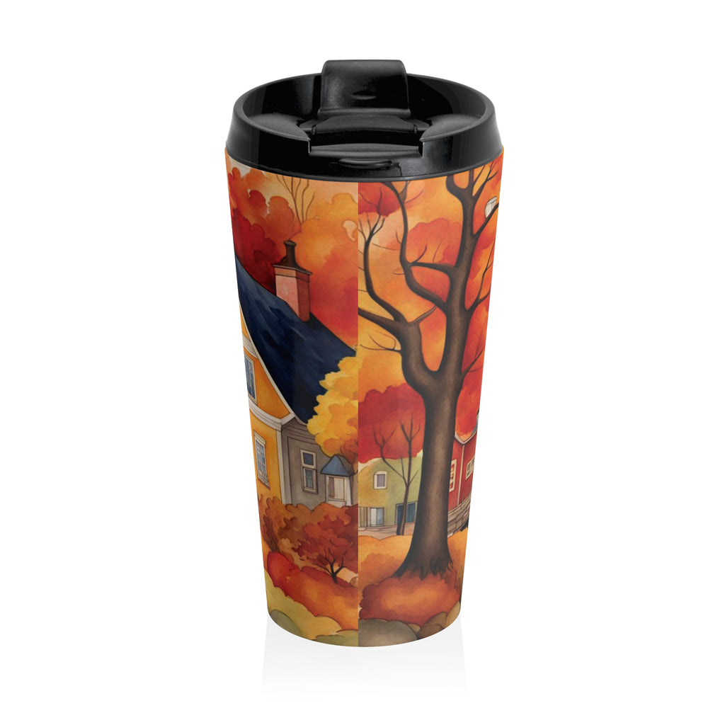 Sweet Autumn Scenery Travel Mug, Rustic Coffee Cup, Fall-Themed Tumbler