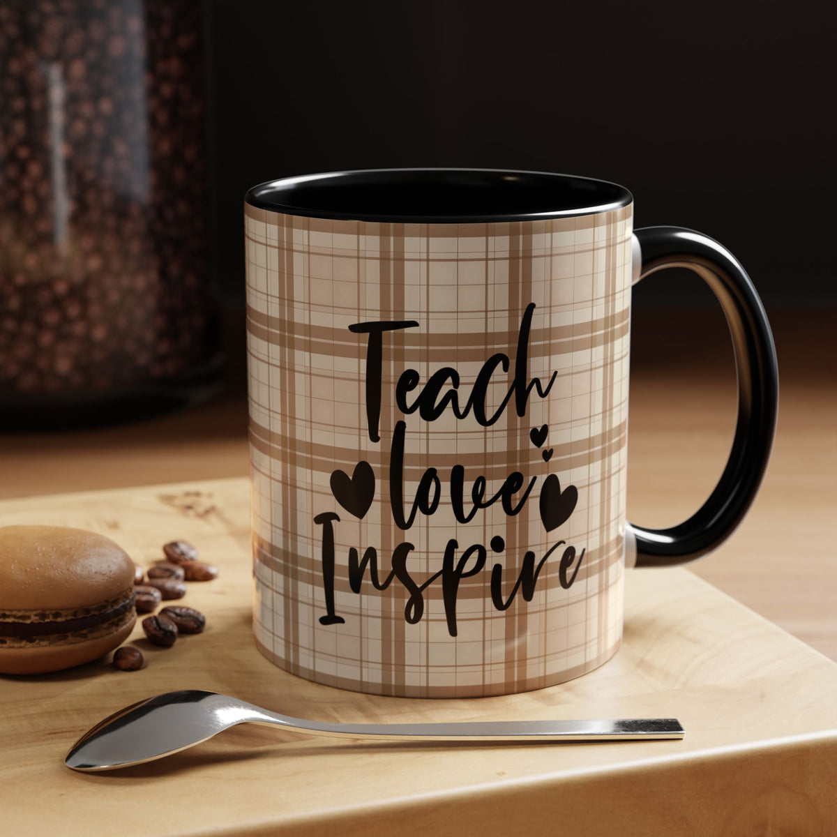 Inspirational Teacher Coffee Mug, Cozy Plaid Quilt Style Letters Coffee Cup, Perfect Gift for Teacher Appreciation, Back to School