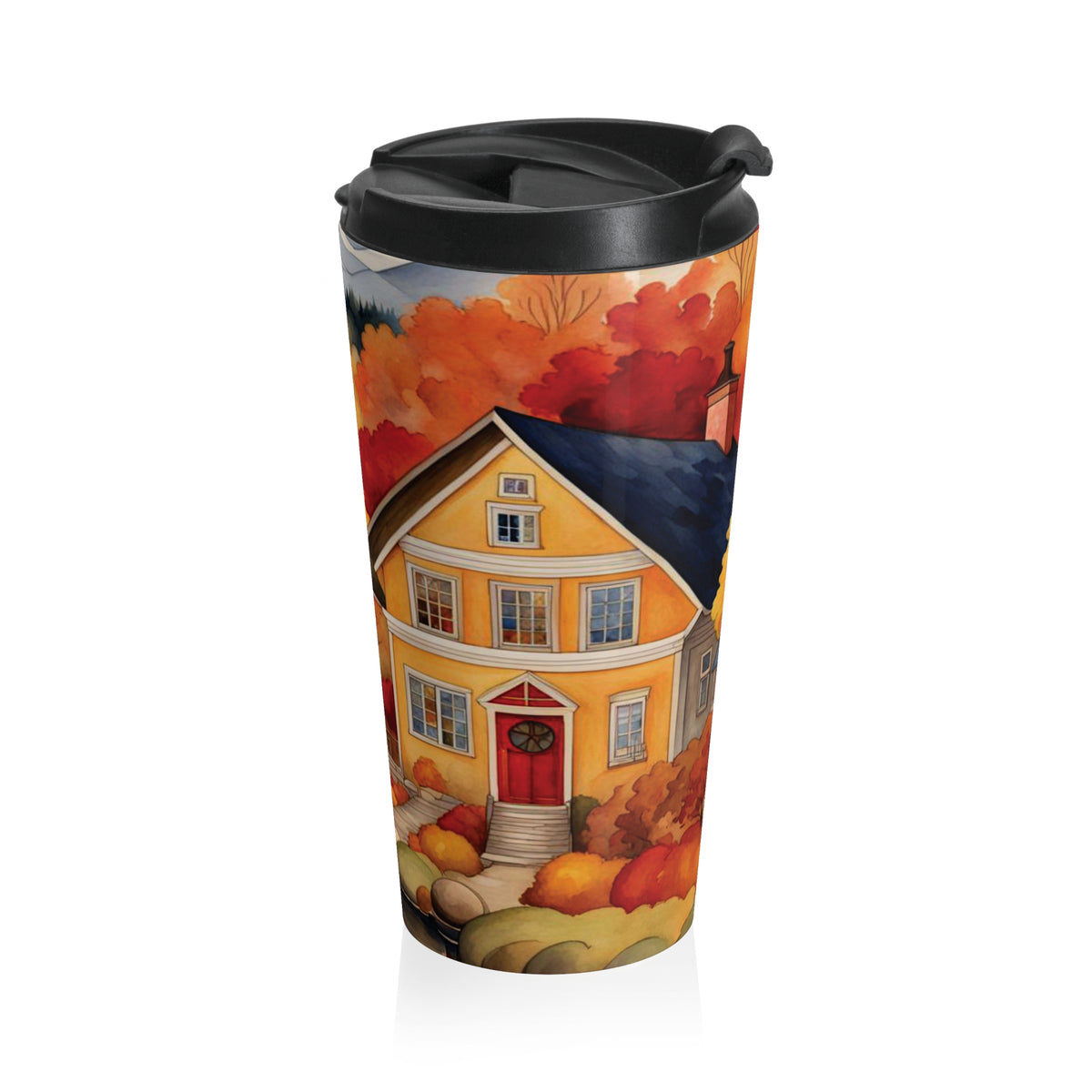 Sweet Autumn Scenery Travel Mug, Rustic Coffee Cup, Fall-Themed Tumbler