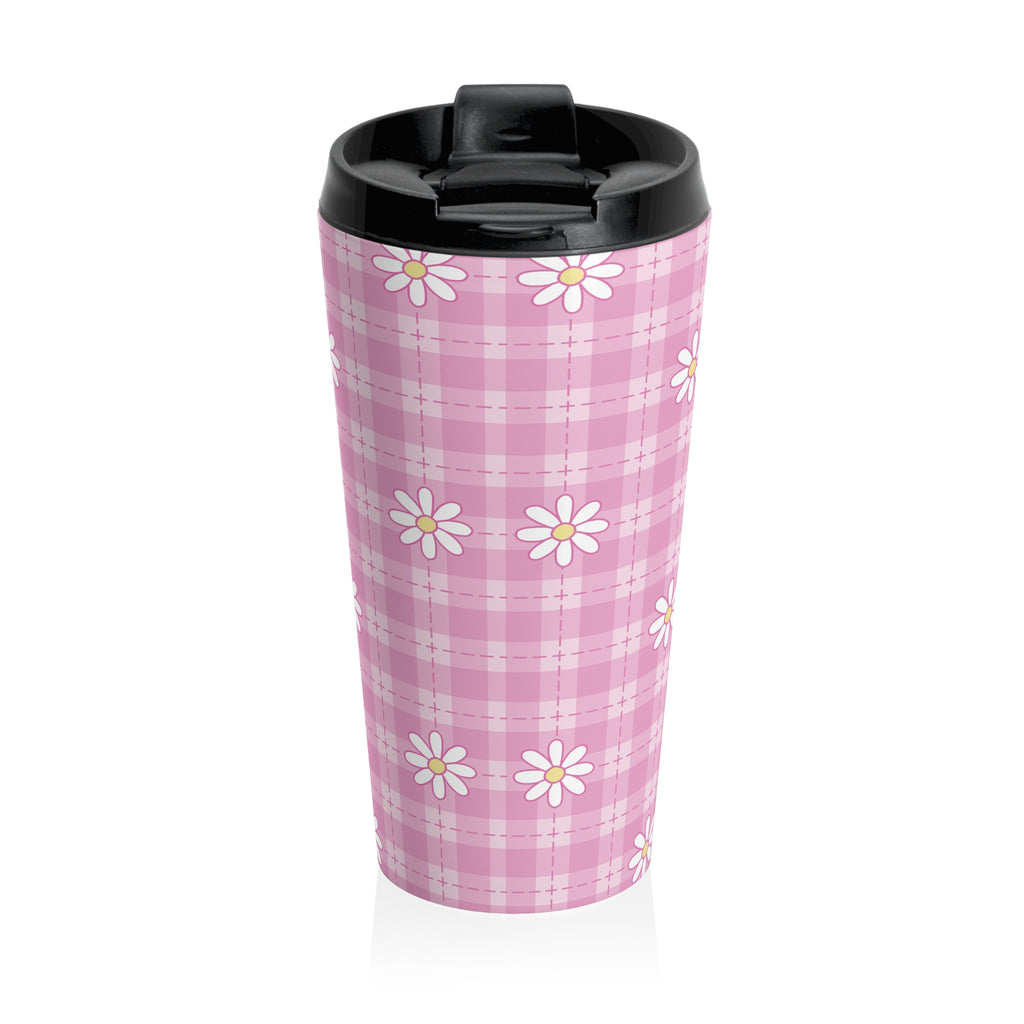 Whimsical Floral Ghost and Black Cat  Travel Mug - Tranquil Vibes, Perfect for Cat Lovers, Girly Halloween
