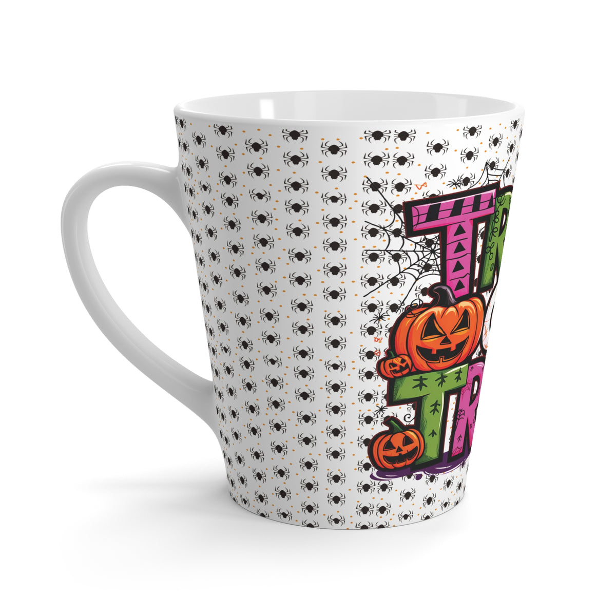 Halloween Trick or Treat Latte Mug | Spooky Fall Coffee Cup, Halloween Party Gift