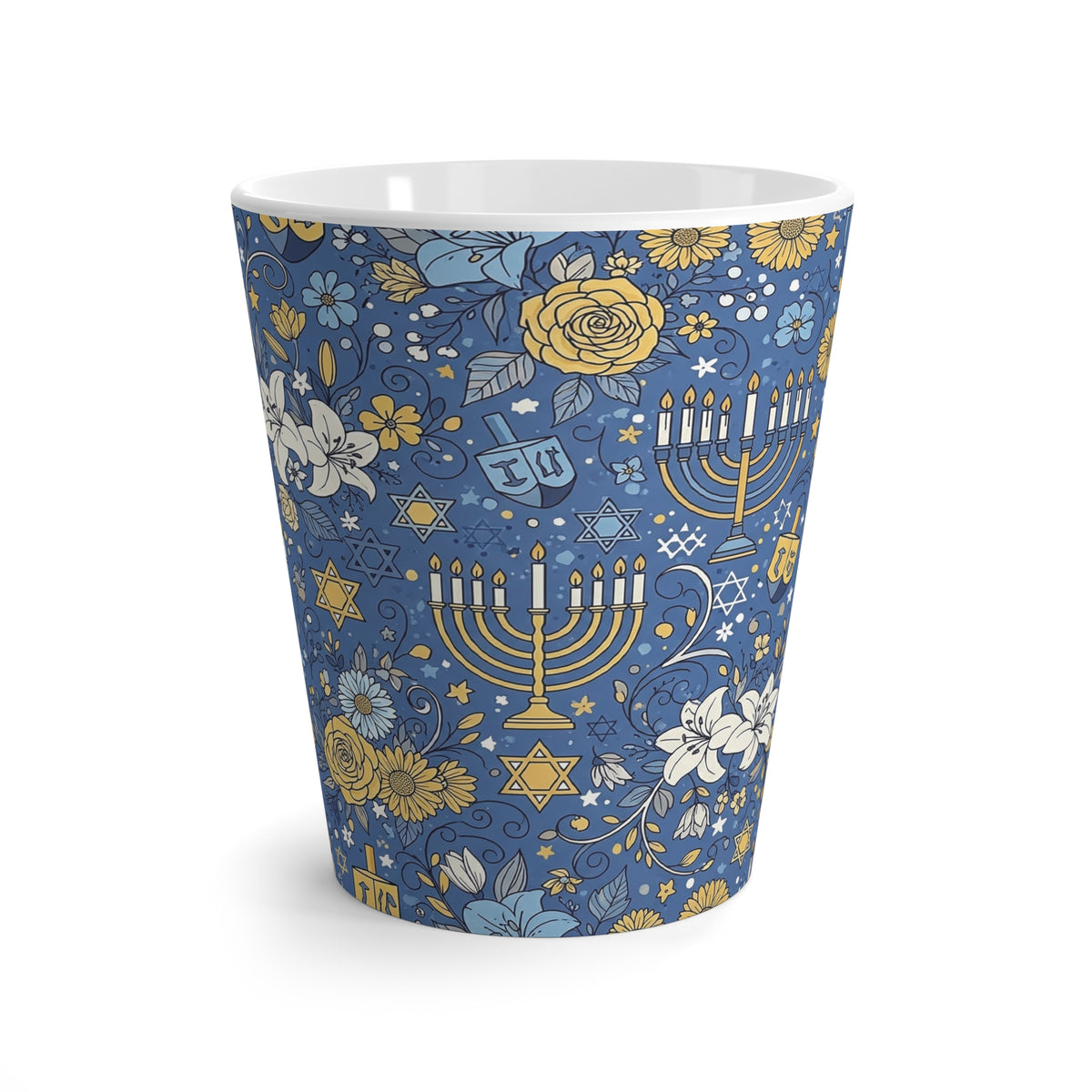 Hanukkah Latte Mug, Jewish Festival Coffee Cup, Chanukah Tea Mug, Jewish Holiday Gift, Festival of Lights