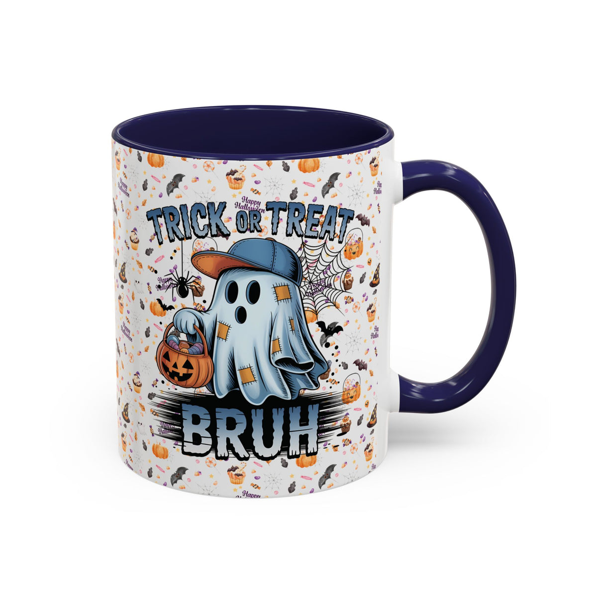 Spooky Funny Trick or Treat Bruh Coffee Mug | Halloween Accent Mug | Ghost Design | Cute Gift for Friends | Seasonal Drinkware | Party Mug