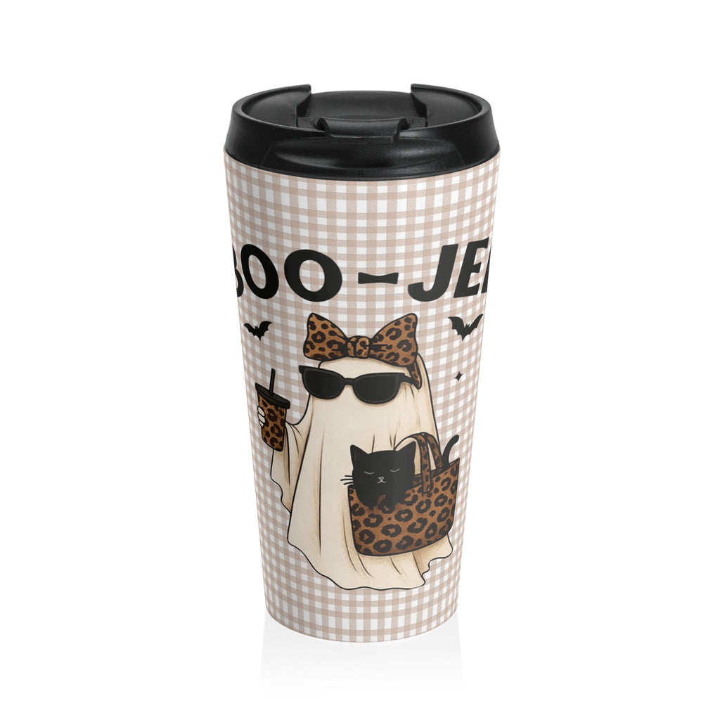 Halloween Ghost Stainless Steel Travel Mug, Cute Black Cat, Beige Leopard Bow, Fall Autumn Cup, Boo-Jee Coquette Tumbler, Trick or Treat