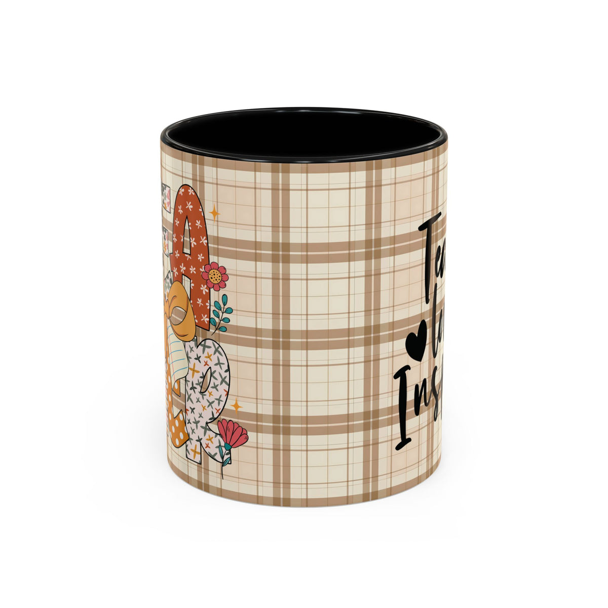 Inspirational Teacher Coffee Mug, Cozy Plaid Quilt Style Letters Coffee Cup, Perfect Gift for Teacher Appreciation, Back to School