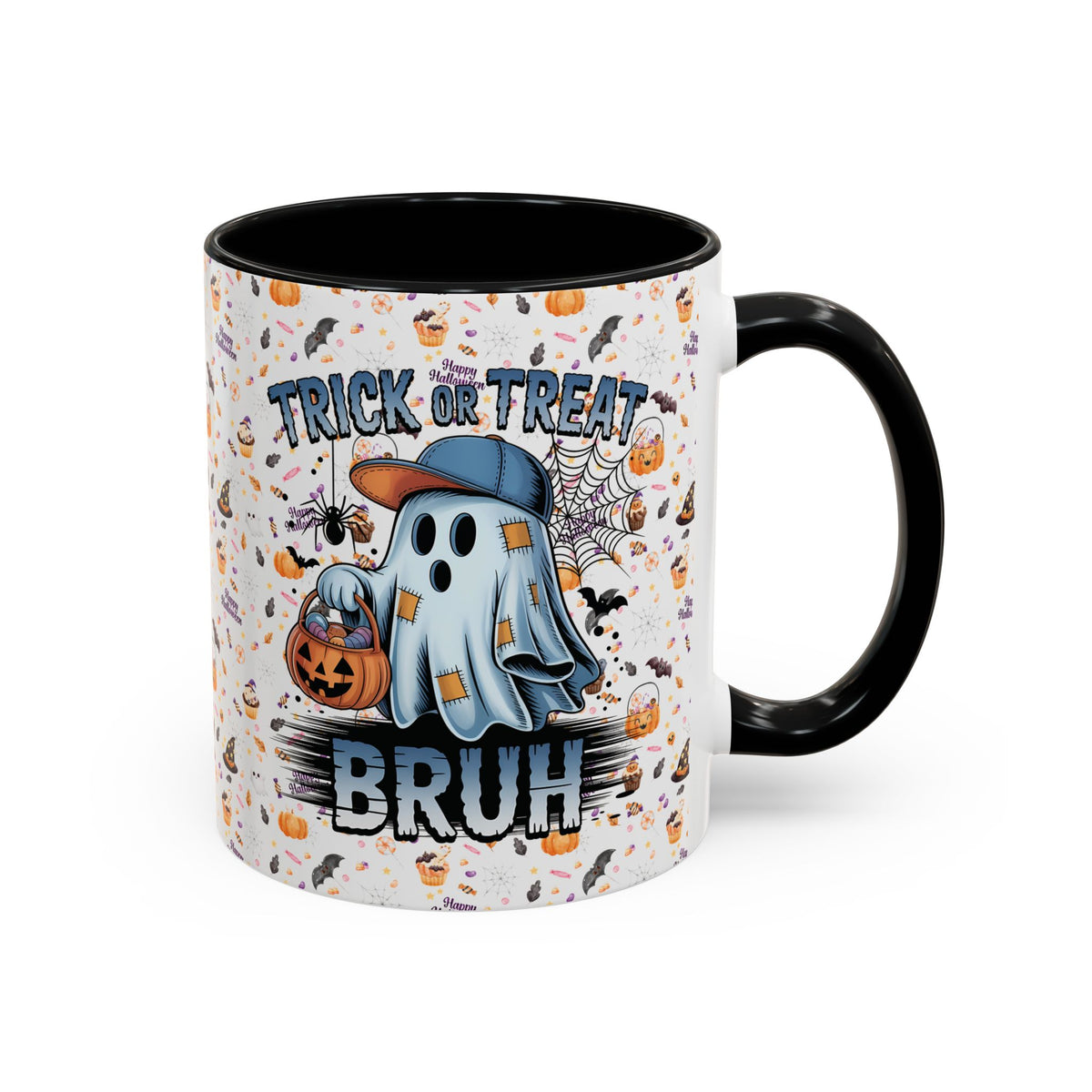 Spooky Funny Trick or Treat Bruh Coffee Mug | Halloween Accent Mug | Ghost Design | Cute Gift for Friends | Seasonal Drinkware | Party Mug