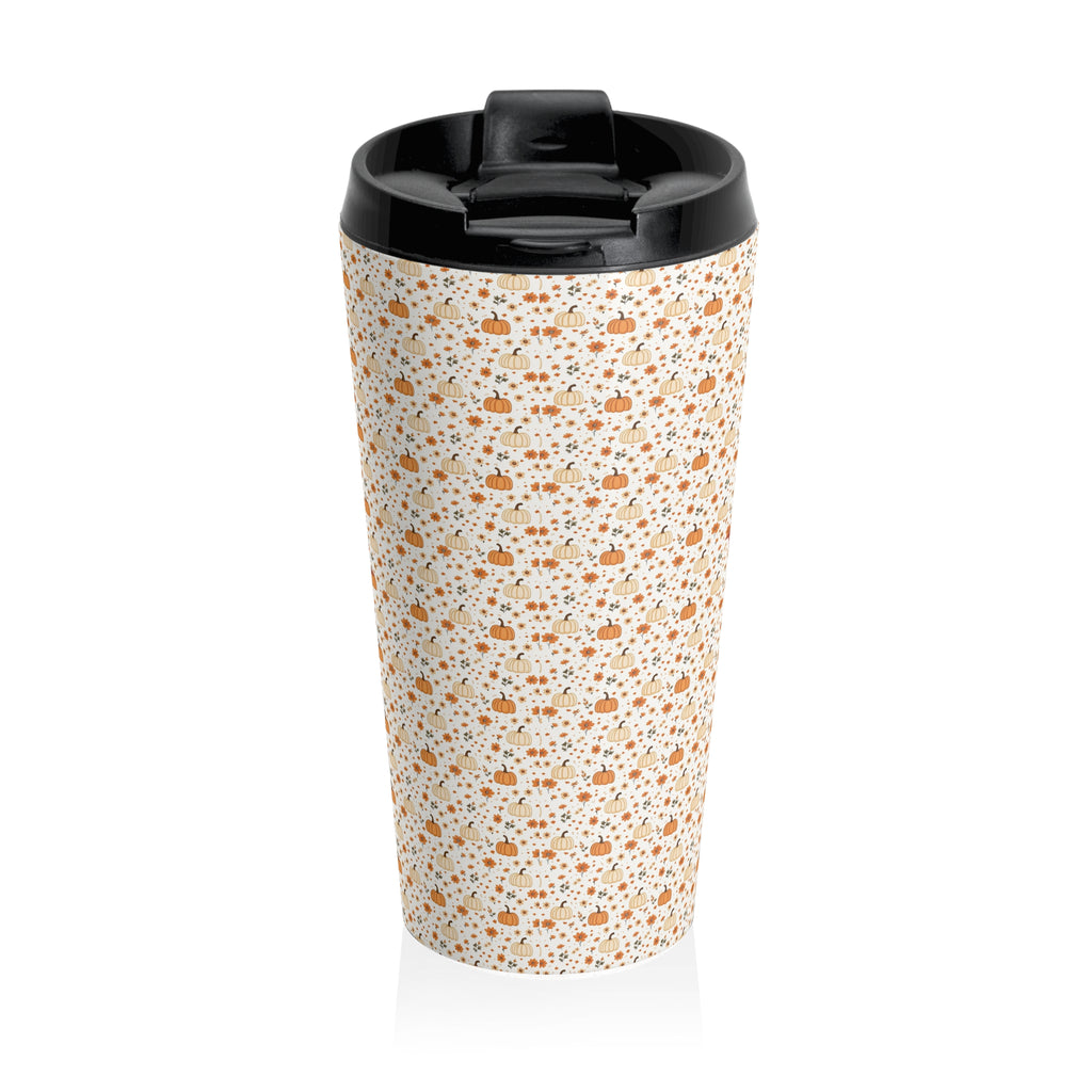 Autumn Floral School Teacher Travel Mug, Fall Coffee Tumbler, Pumpkin Spice Travel Cup, Teacher Gift